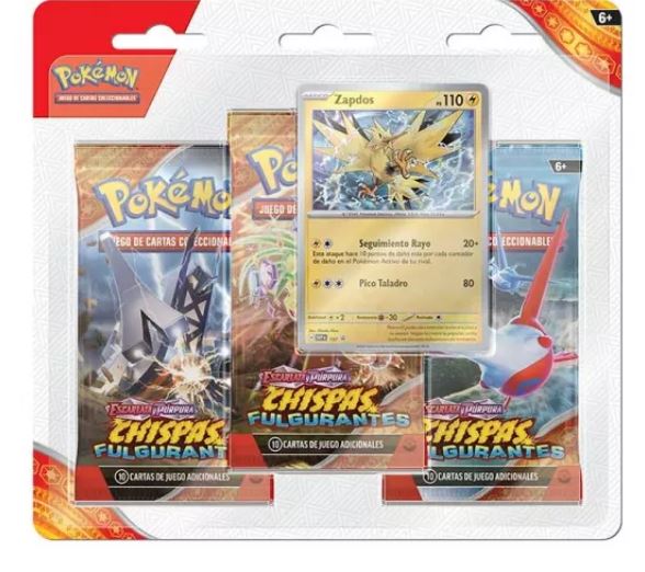 POKEMON ESCARLATA Y PURPURA SV08 CHISPAS FULGURANTES PACK 3 SOBRES