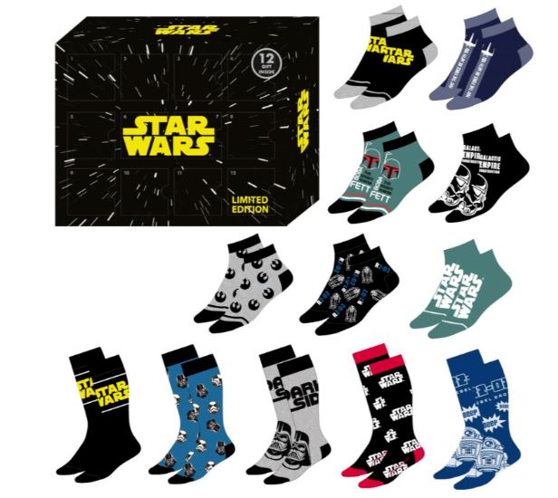 CAJA REGALO 12 PARES CALCETINES STAR WARS TALLA 40/46